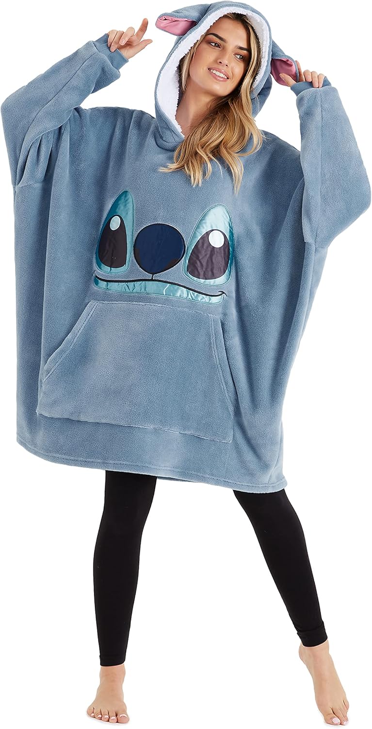 Disney Stitch Blanket Hoodie for Women - Cozy Fleece Wearable