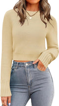 Zeagoo Women's 2025 Fall Cropped Crewneck Sweater - Cozy Ribbed Knit