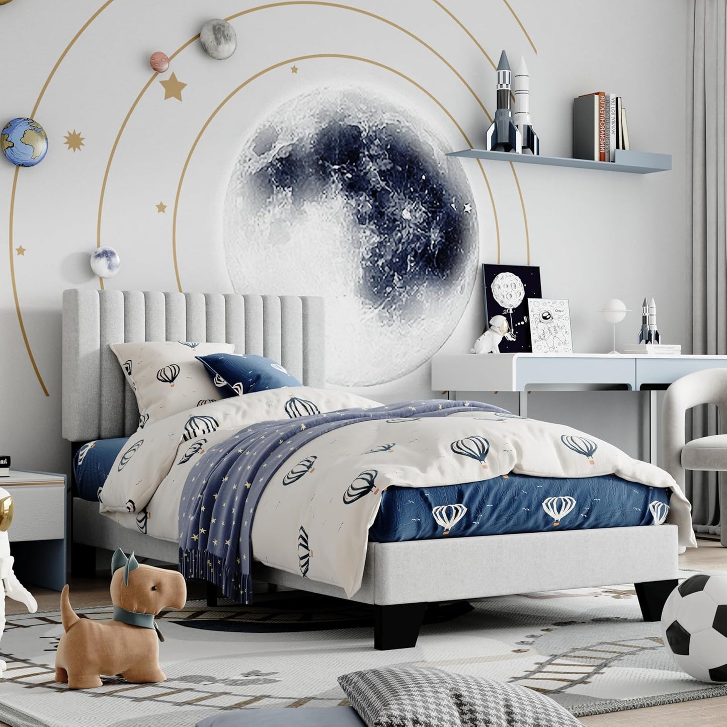 Twin Size Bed Frame with Adjustable Headboard for Comfort