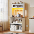 YITAHOME 5-Tier Bakers Rack with Power Outlet & Storage - LED Lights, Hooks, White