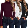 Cotton Long Sleeve Turtleneck Tops for Women - Neer 3 Pack
