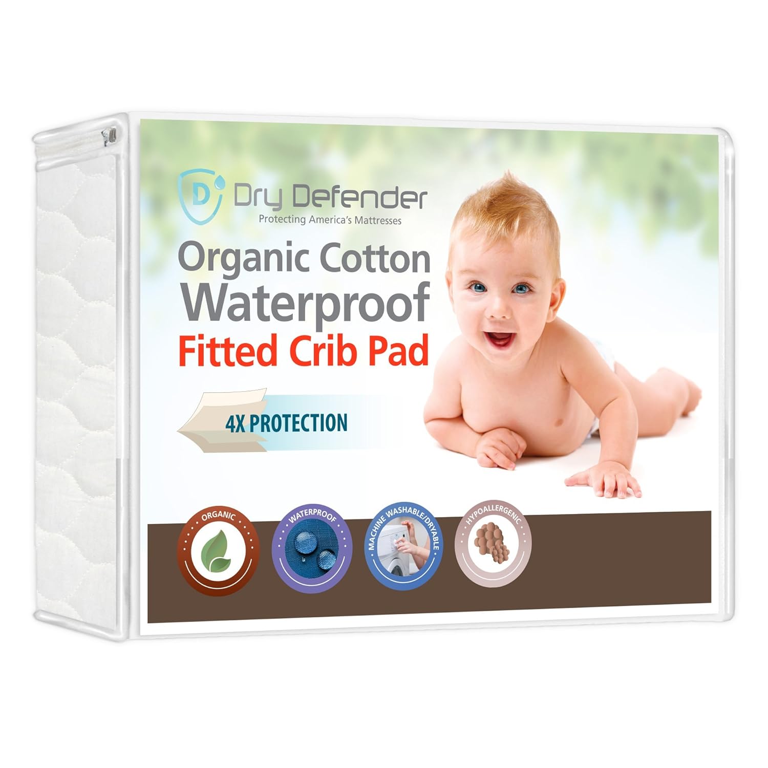 Organic Cotton Waterproof Fitted Crib Pad for Baby Comfort