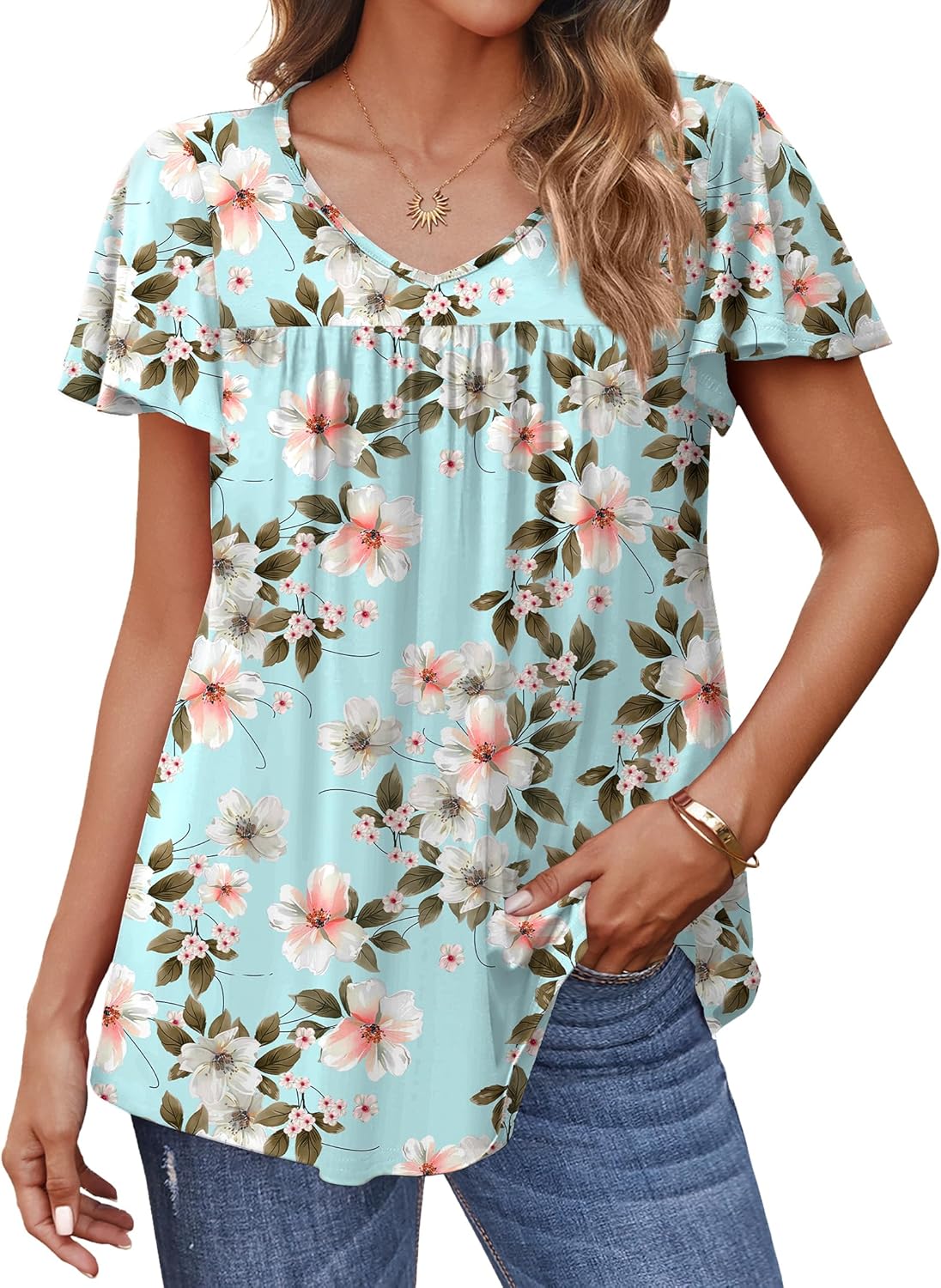 HOTOUCH Plus Size Ruffle Babydoll Top - Flattering V-Neck
