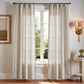 linen blend curtains 84 in length 2 panels - light filtering oatmeal