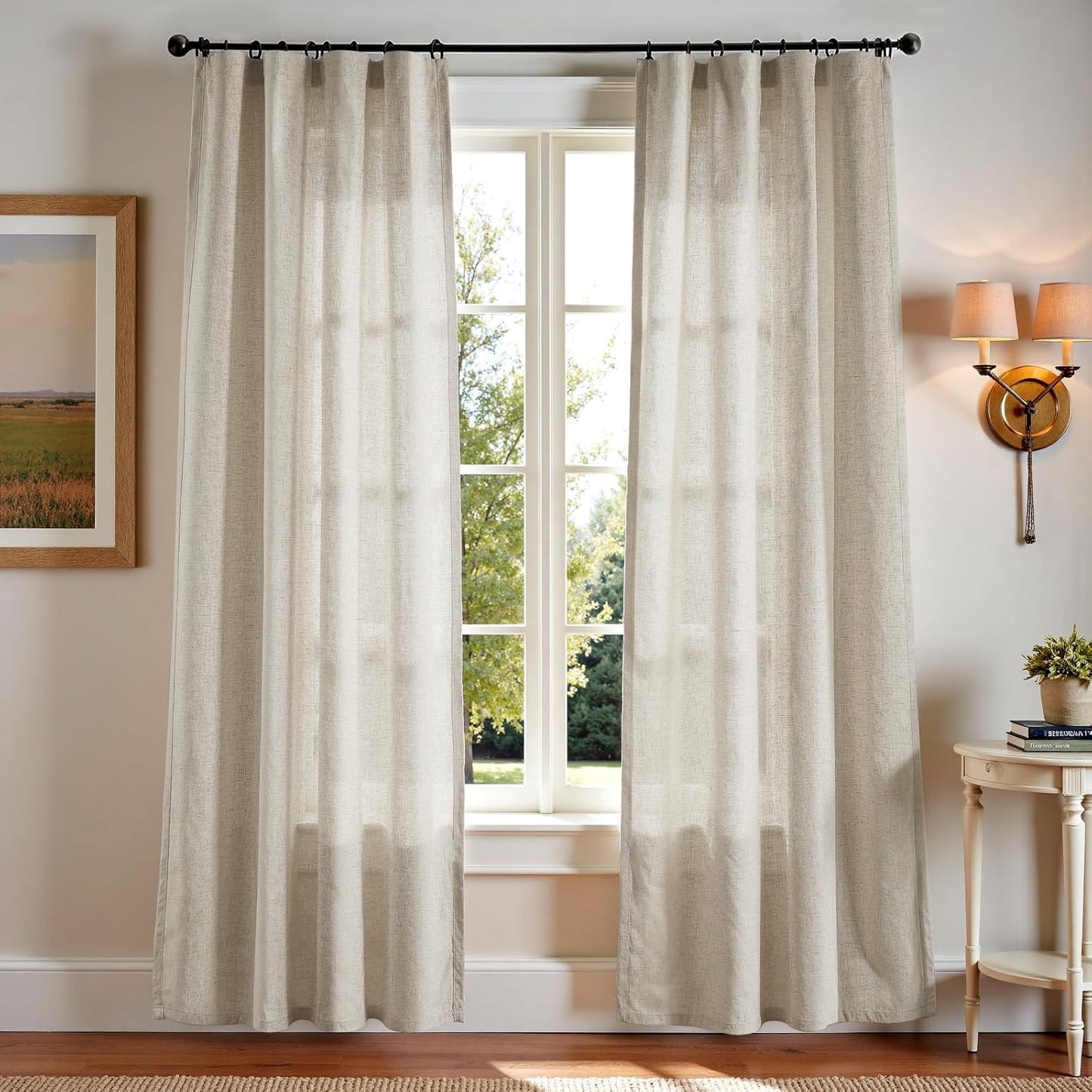 jinchan Oat Linen Blend Curtains for Living Room and Bedroom