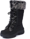 AUSLAND Women's Black Winter Snow Boots Twin Peaks Fur Cuff - Warm