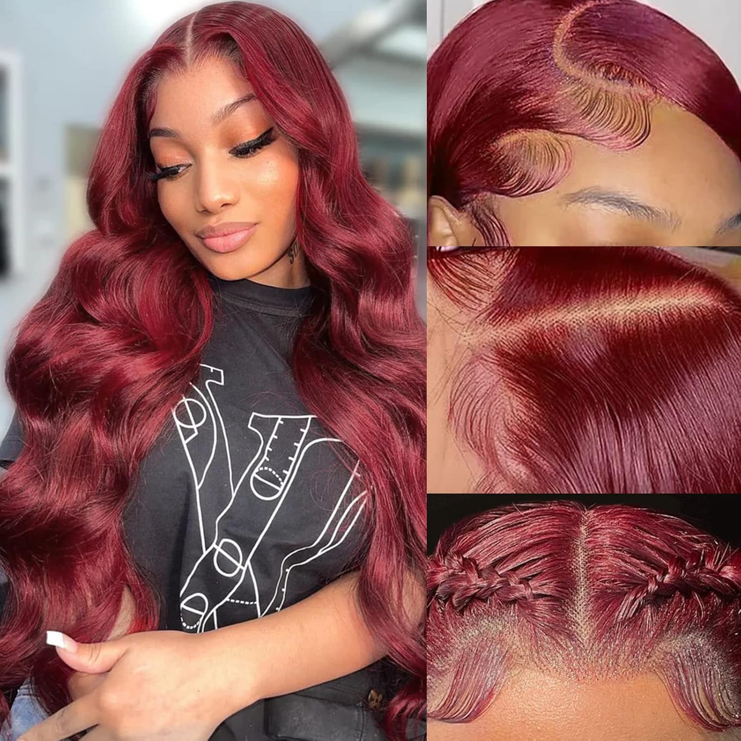 99J Burgundy Lace Front Wigs for Women - 30Inch Body Wave Style