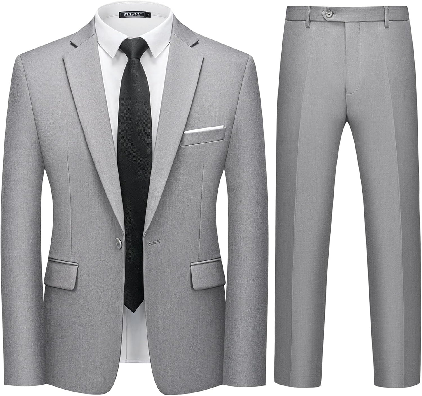 WULFUL Men's Slim Fit Suit Set for Weddings and Business Events