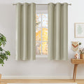 Short Faux Linen Beige Blackout Curtains 63 in - Privacy Panels