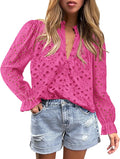 PRETTYGARDEN Women's Dressy Casual Blouse Tops - Puff Sleeve Lace