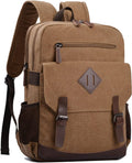 Canvas Vintage Laptop Backpack for Women Men - Fits 15.6in Laptop