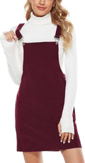 Hooever Cute Corduroy Overall Bib Dress Pinafore - Adjustable Mini