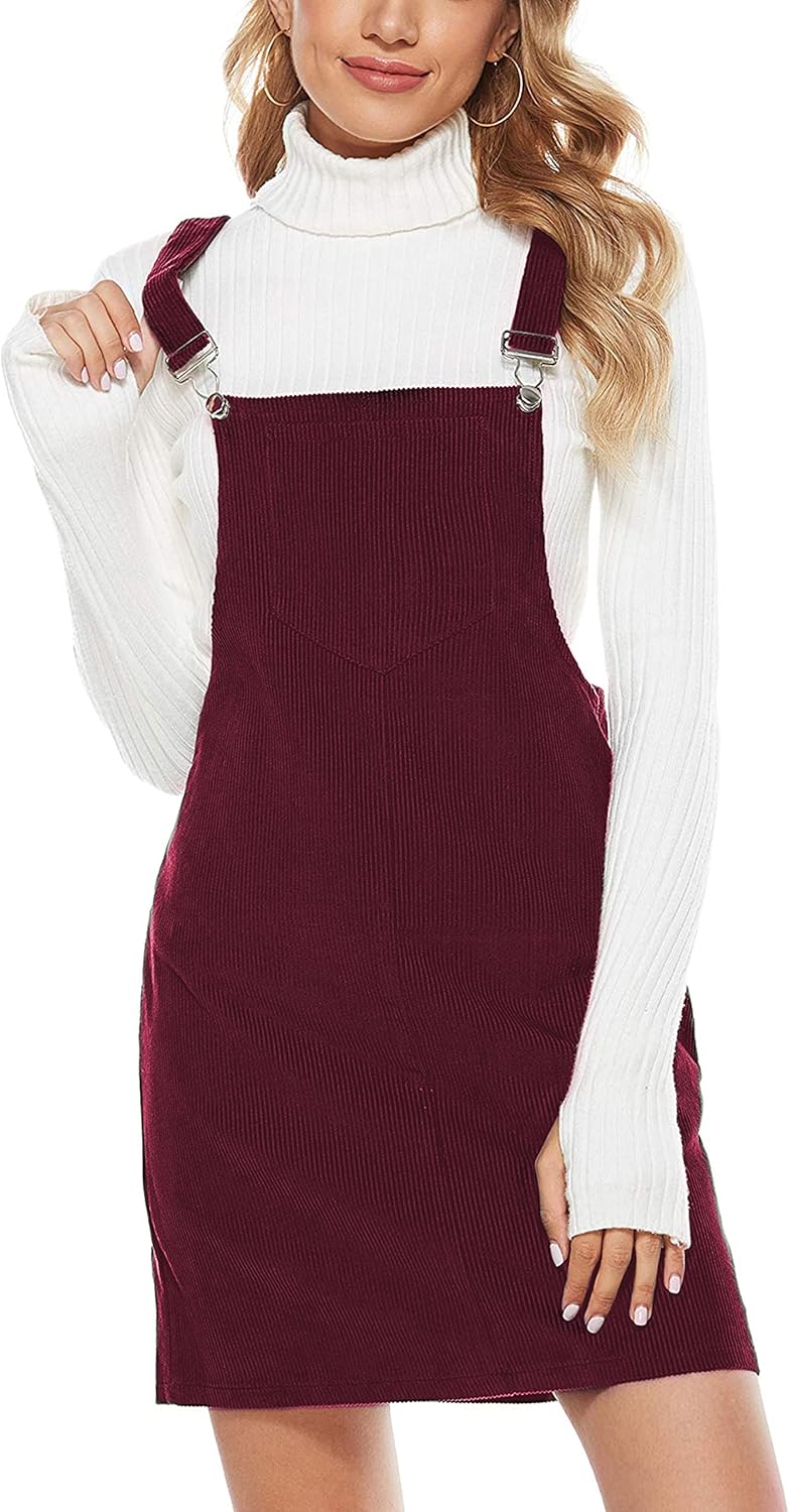 Cute Corduroy Overall Bib Dress for All Seasons - Hooever