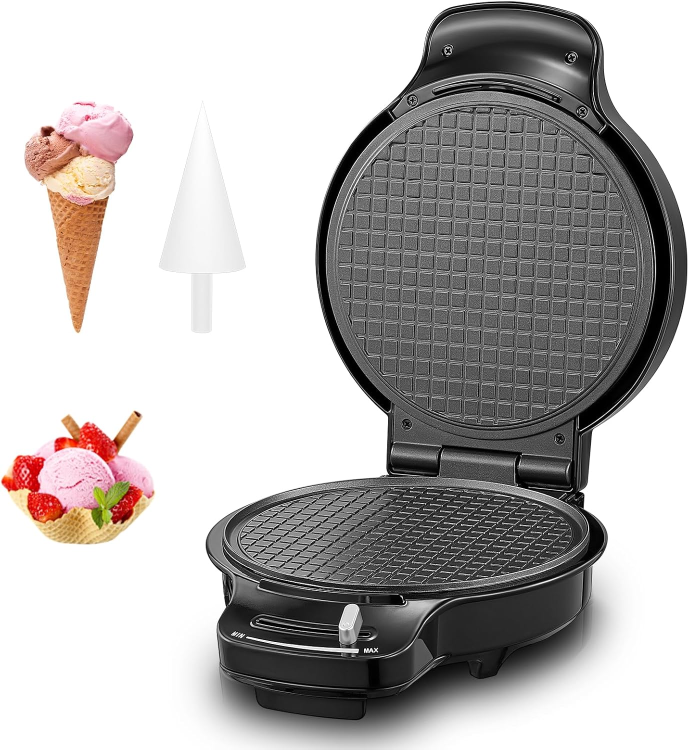 FOHERE Waffle Cone Maker Machine for Delicious Ice Cream Treats