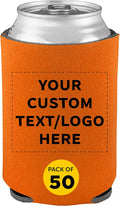 Custom Collapsible Beer Can Coolers 4mm Set of 50 - Neon Orange