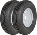 ST205/75R15 Radial Trailer Tire with 15ft White Wheel - 2PK