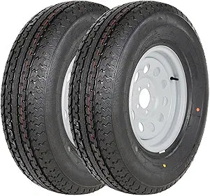 2PK ST205/75R15 Radial Trailer Tire with 15in White Wheel