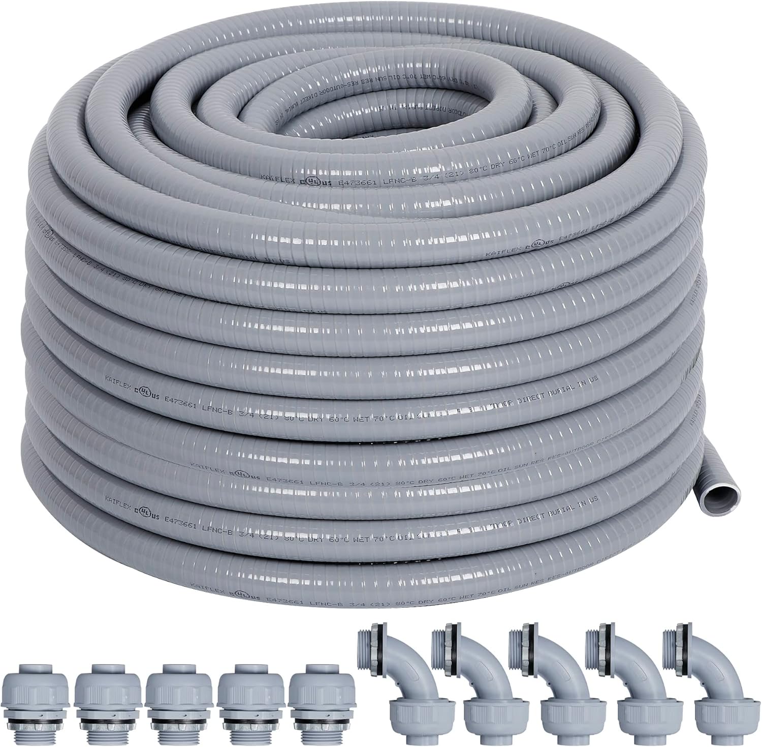 Liquid-Tight Conduit 50 ft with Connector Kit for Easy Installation