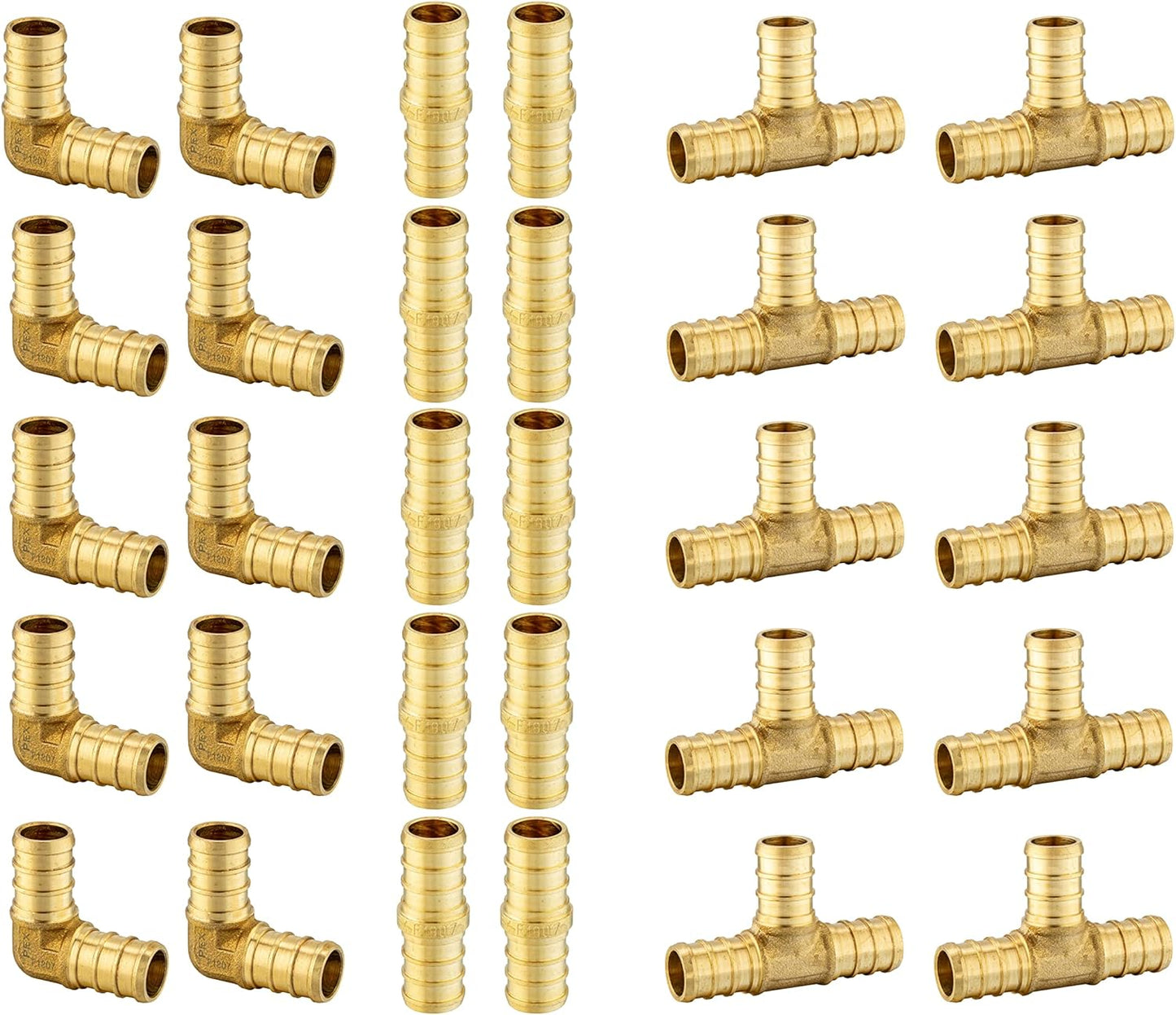 Pack of 30 EFIELD 3/4in Pex Brass Crimp Barb Fittings for Plumbing