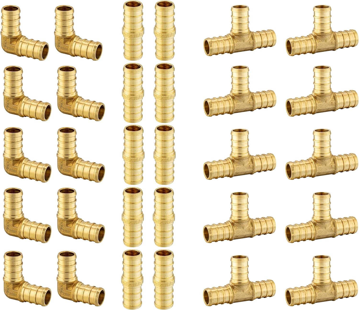 Pack of 30 EFIELD 3/4in Pex Brass Crimp Barb Fittings for Plumbing