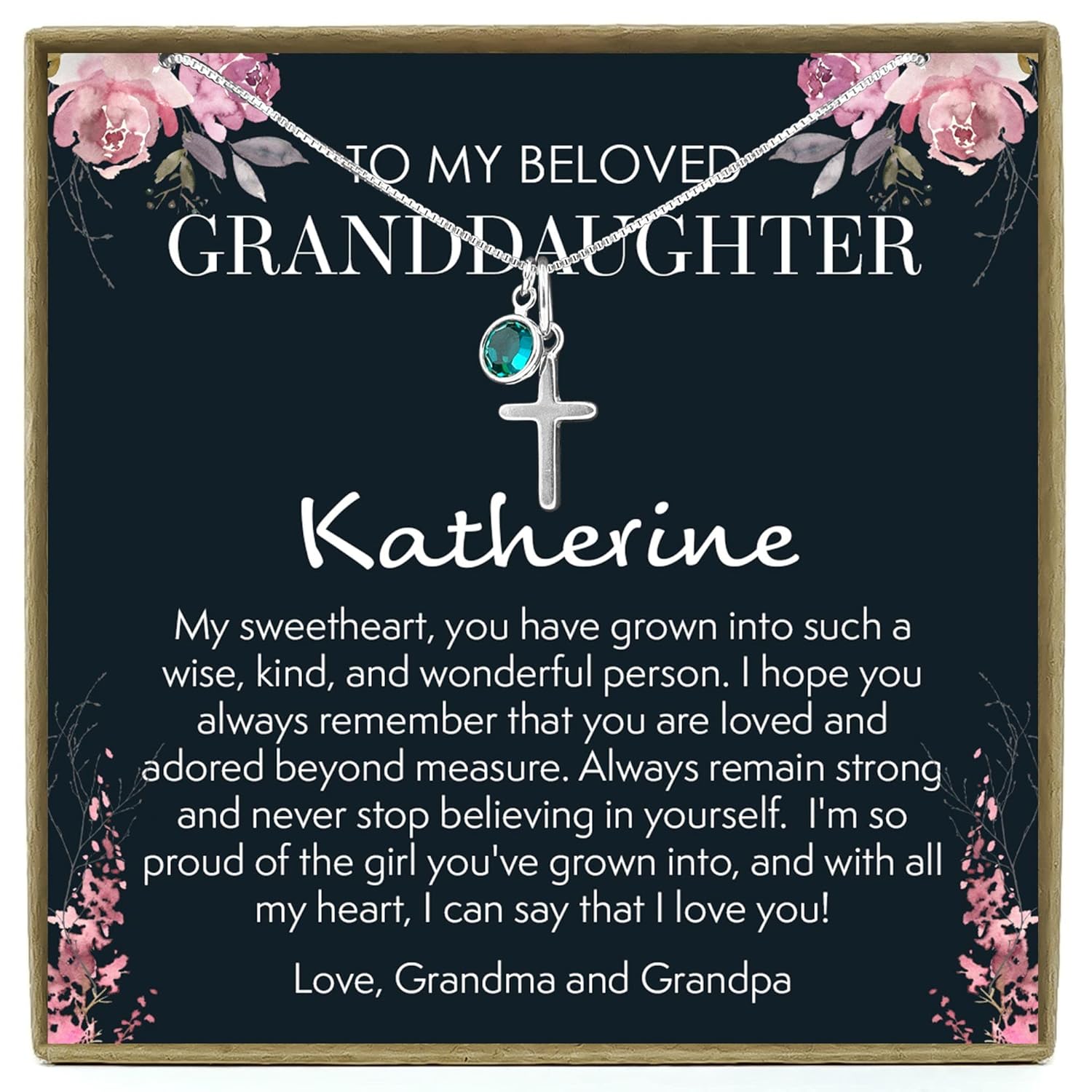 Personalized Birthstone Necklace Gift for Granddaughter's Joy
