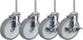 4 in Caster Set of Four Threaded Stem Mount with Brakes - Durable