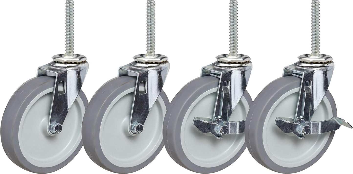 4 in Caster Set of Four with Brakes for Heavy Duty Use