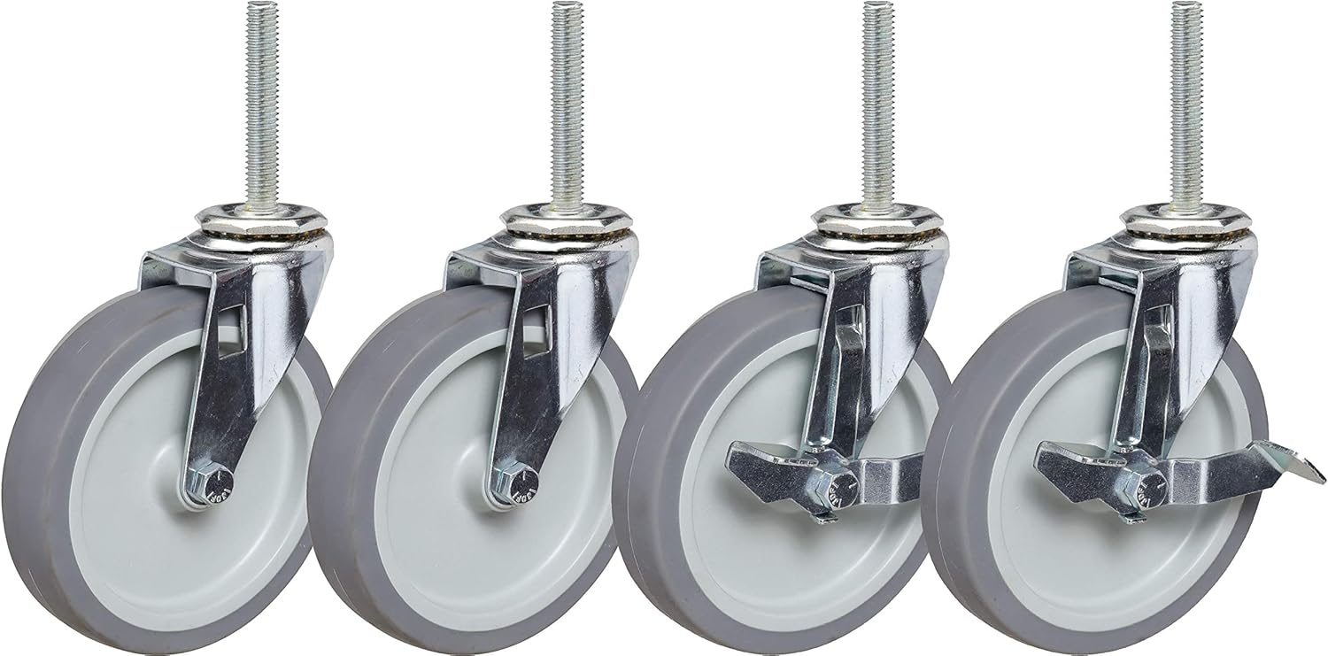 4 in Caster Set of Four with Brakes for Heavy Duty Use