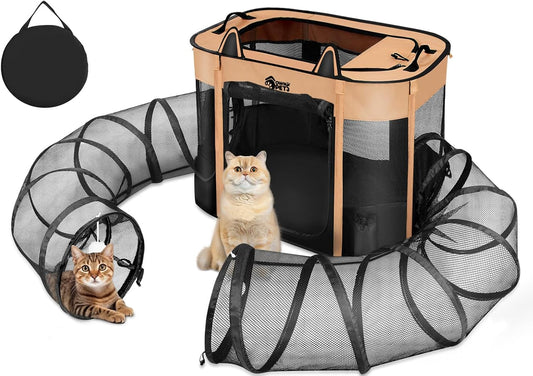 Portable Pet Playpen with Removable Tunnel - Ownpets