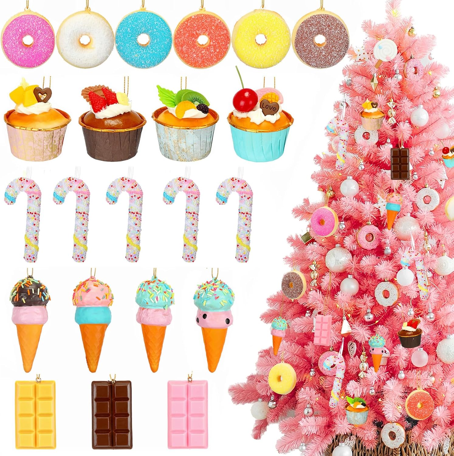 22 Pcs Candy Christmas Tree Ornaments Set for Festive Decor