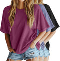3 Pack Women's Oversized Cotton Blend Tee - Loose Fit Summer Tops
