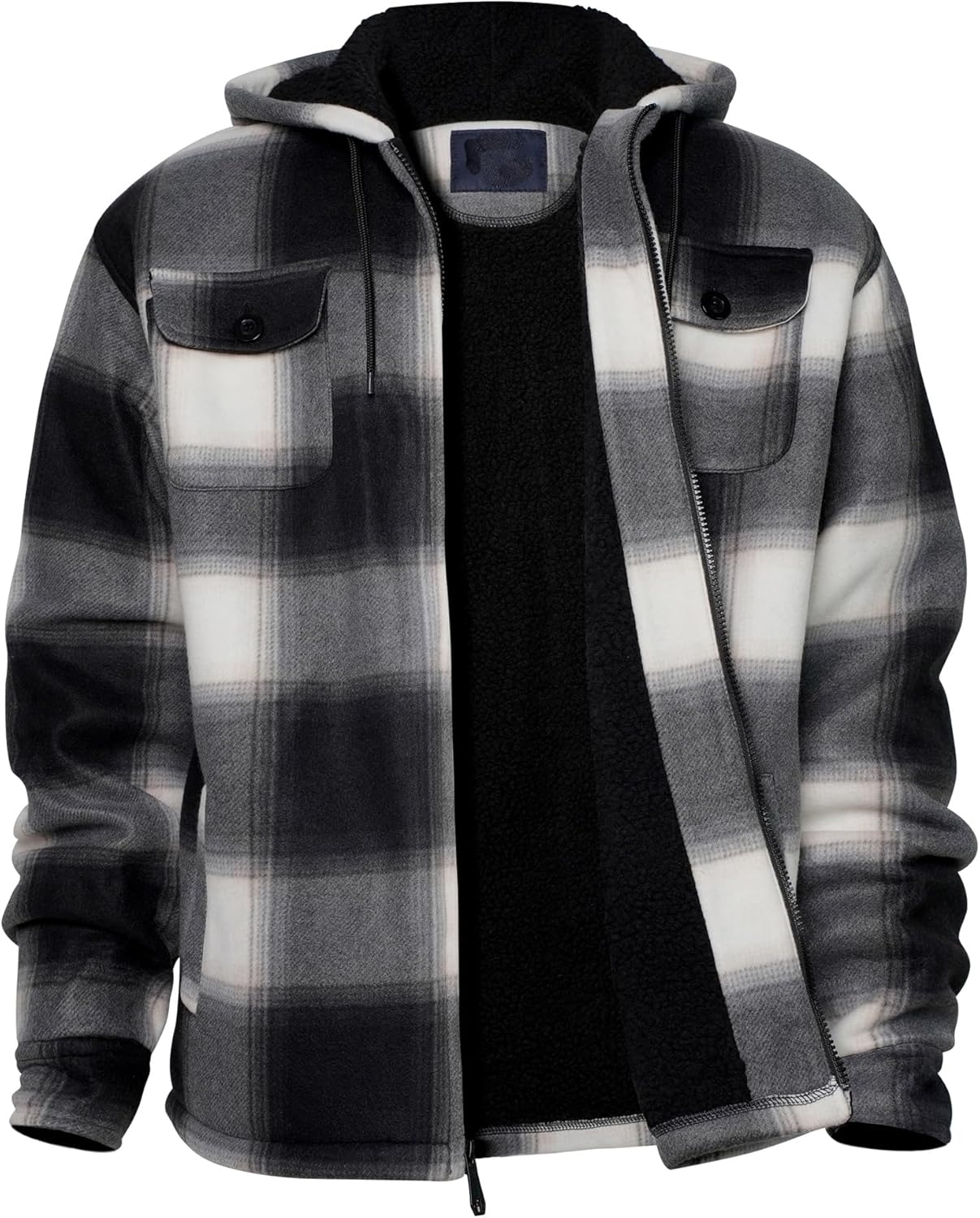 Heavy Thick Flannel Plaid Jacket Sherpa Fleece Lined Hoodies