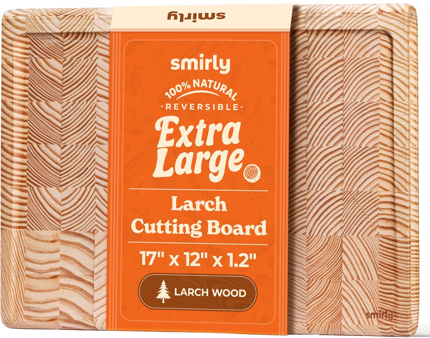Non Toxic Larch Cutting Board with Deep Juice Groove for Kitchen