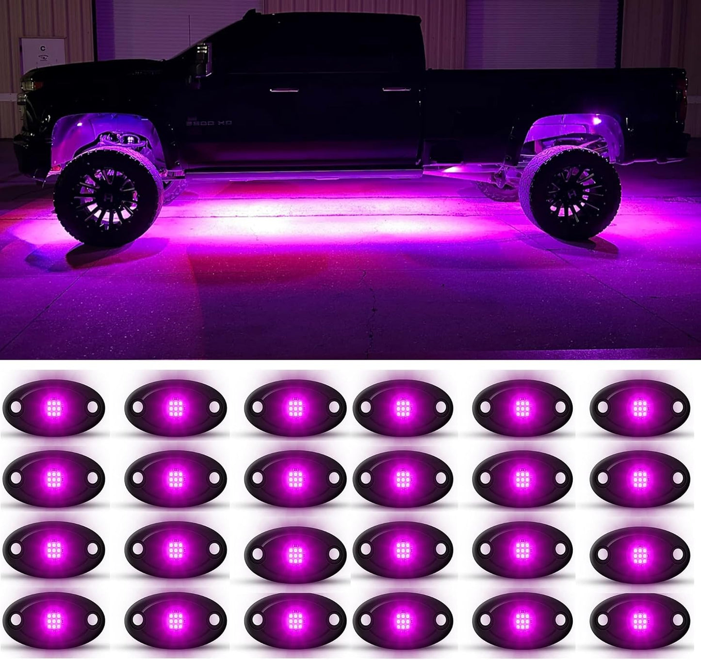 Purple Pink Rock Light Kit for Offroad Vehicles and Boats