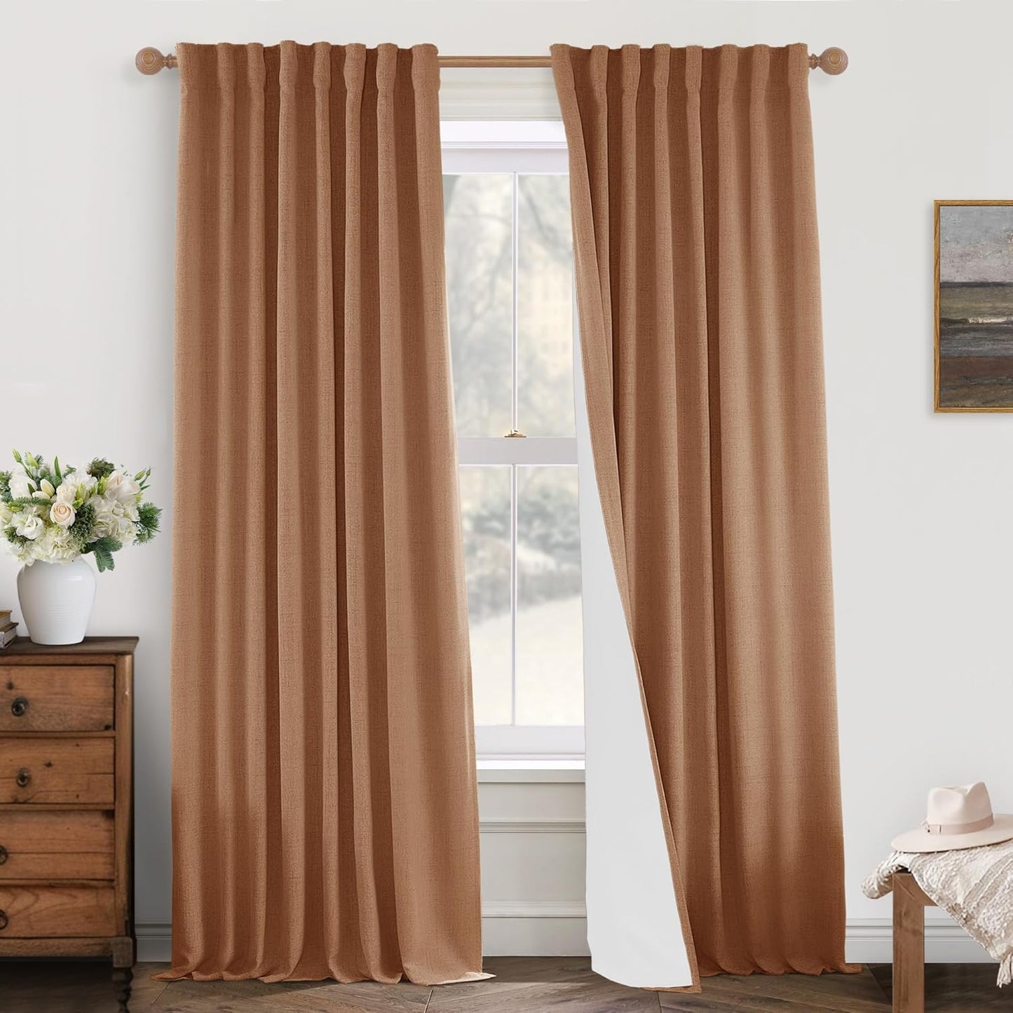 PANELSBURG Terracotta Curtains 96 lnches Long for Bedroom
