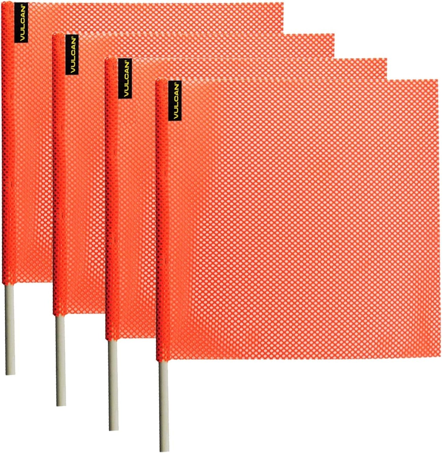 VULCAN Safety Flag with Dowel - Bright Orange Jersey Mesh 4 Pack