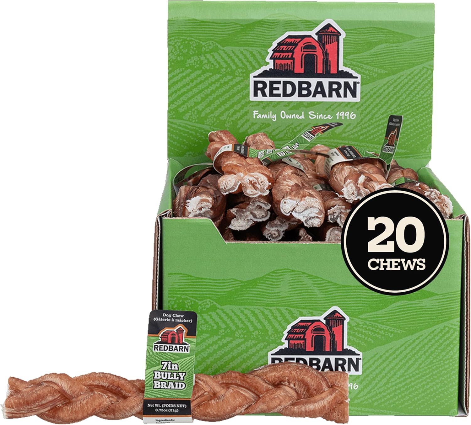 Natural 7in Braided Bully Sticks for Dogs - Long-Lasting Chews