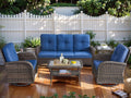 HUMMUH 5-Piece Patio Furniture PE Wicker Outdoor Conversation Set