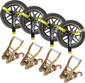 Car Tie Down Straps 4PK with J Finger Hook Lasso Ratchet Straps