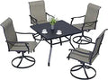 5-Piece Outdoor Patio Dining Set with 4 Swivel Rocking Chairs