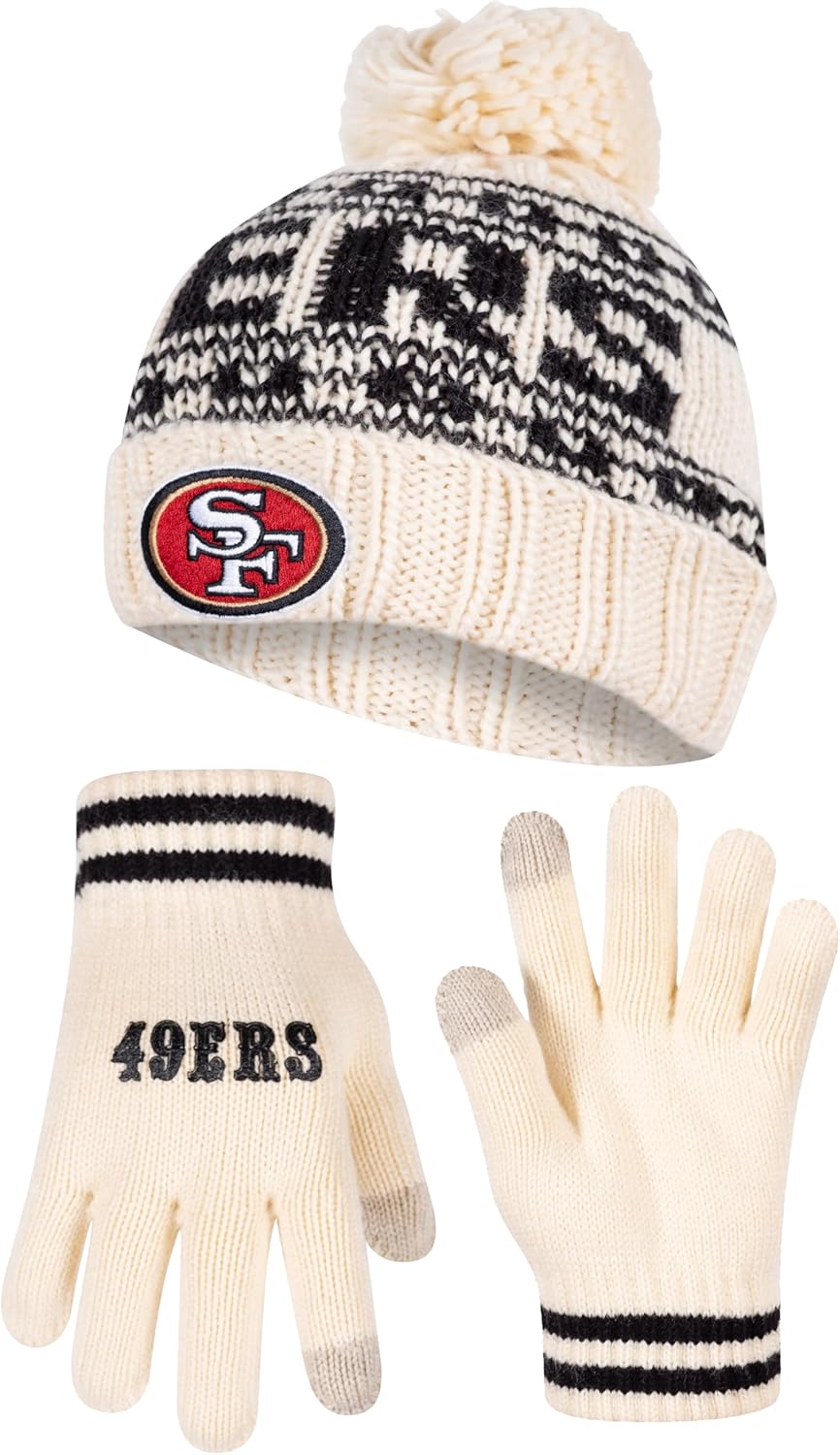 Ultra Game NFL Official Super Soft Cable Knit Beanie & Gloves