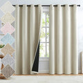 Natural Linen Blackout Curtains for Bedroom, 84 inch Long
