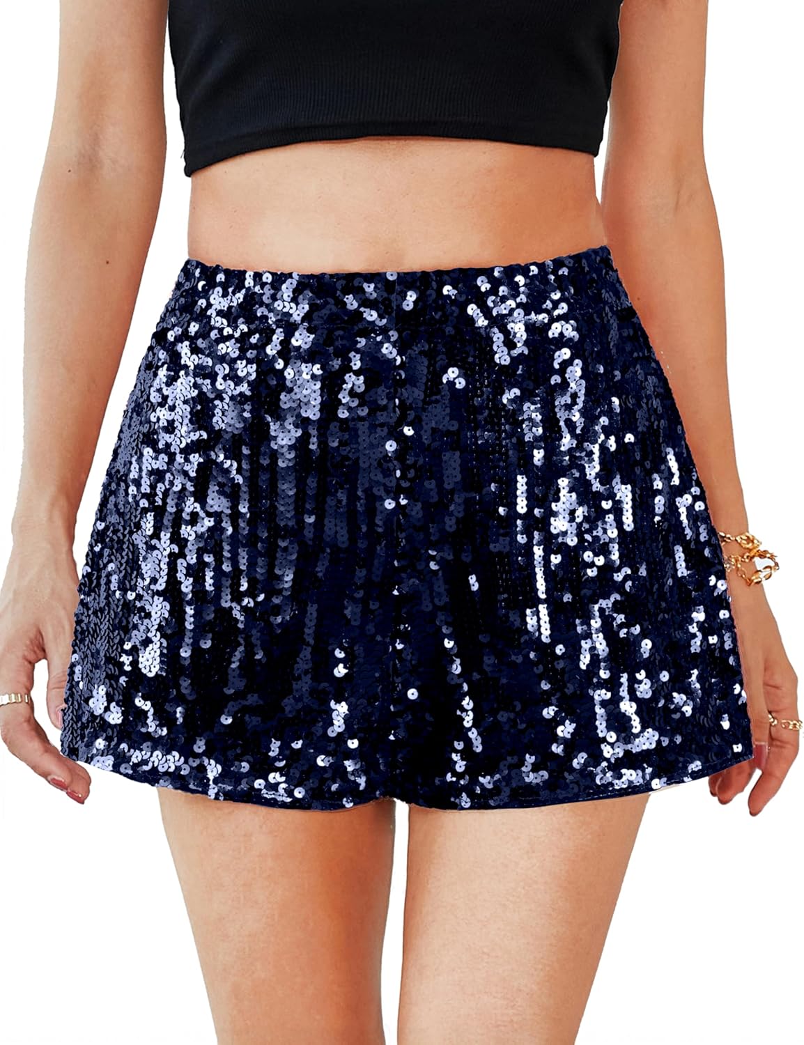 High Waisted Sequin Shorts for a Sparkly Night Out Style