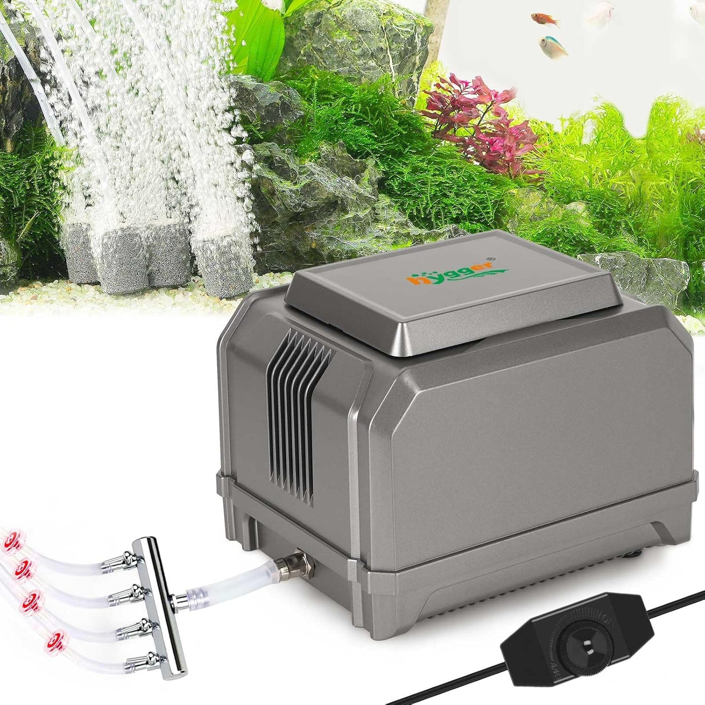 Powerful Adjustable Aquarium Air Pump for Large Fish Tanks