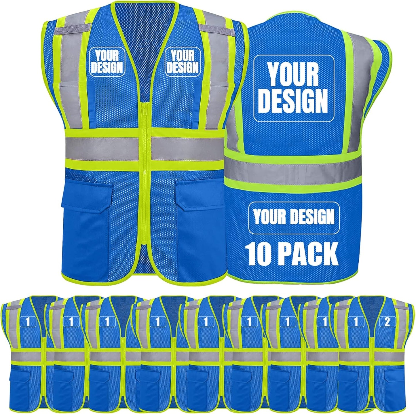 Custom Safety Vest with Pockets for High Visibility Workwear
