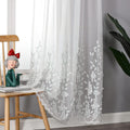 White Sheer Voile Curtains Decorative Embroidered Panels - Soft