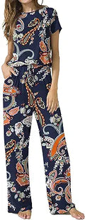 Womens Short Sleeve Summer Jumpsuit Romper - Comfortable Casual Fit