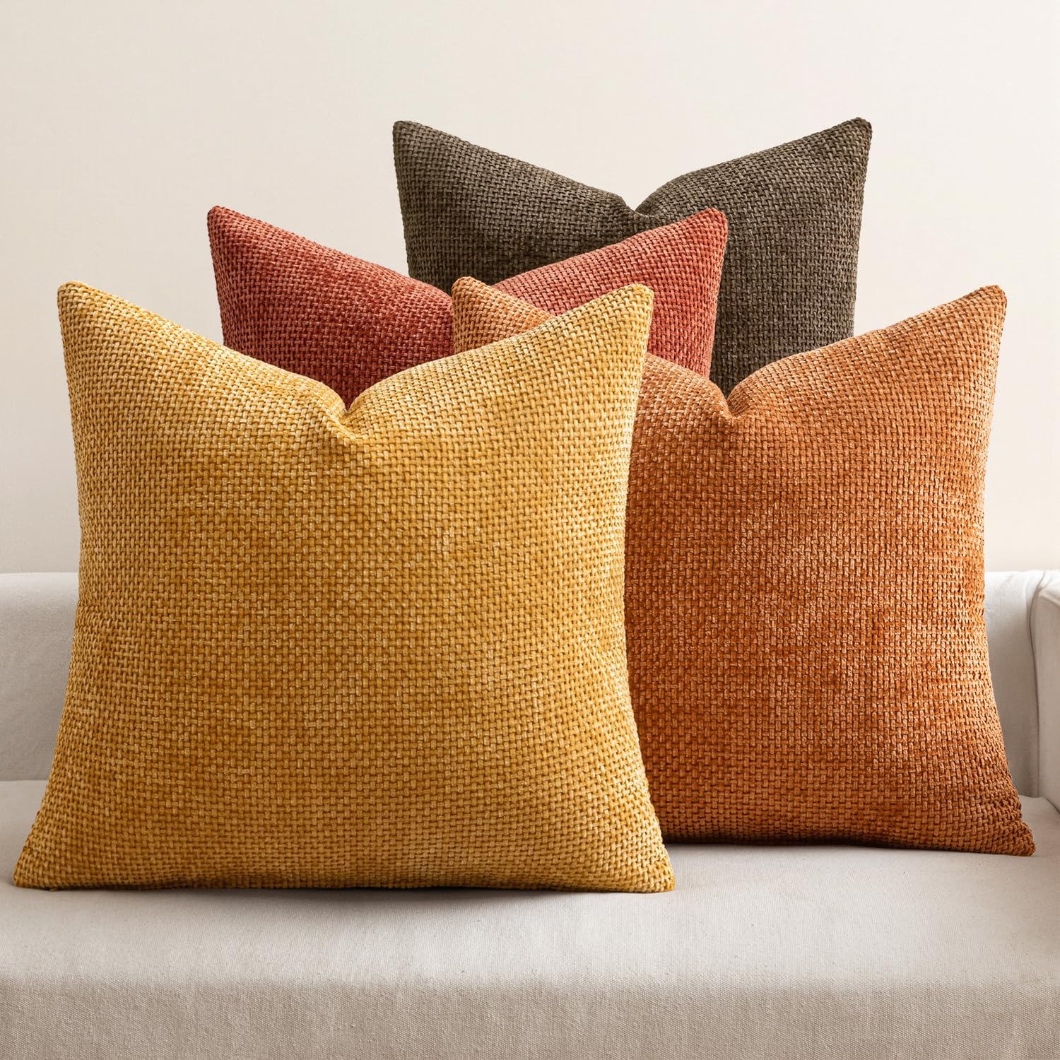 MIULEE 18x18 Inch Fall Orange/Yellow Couch Throw Pillow Covers