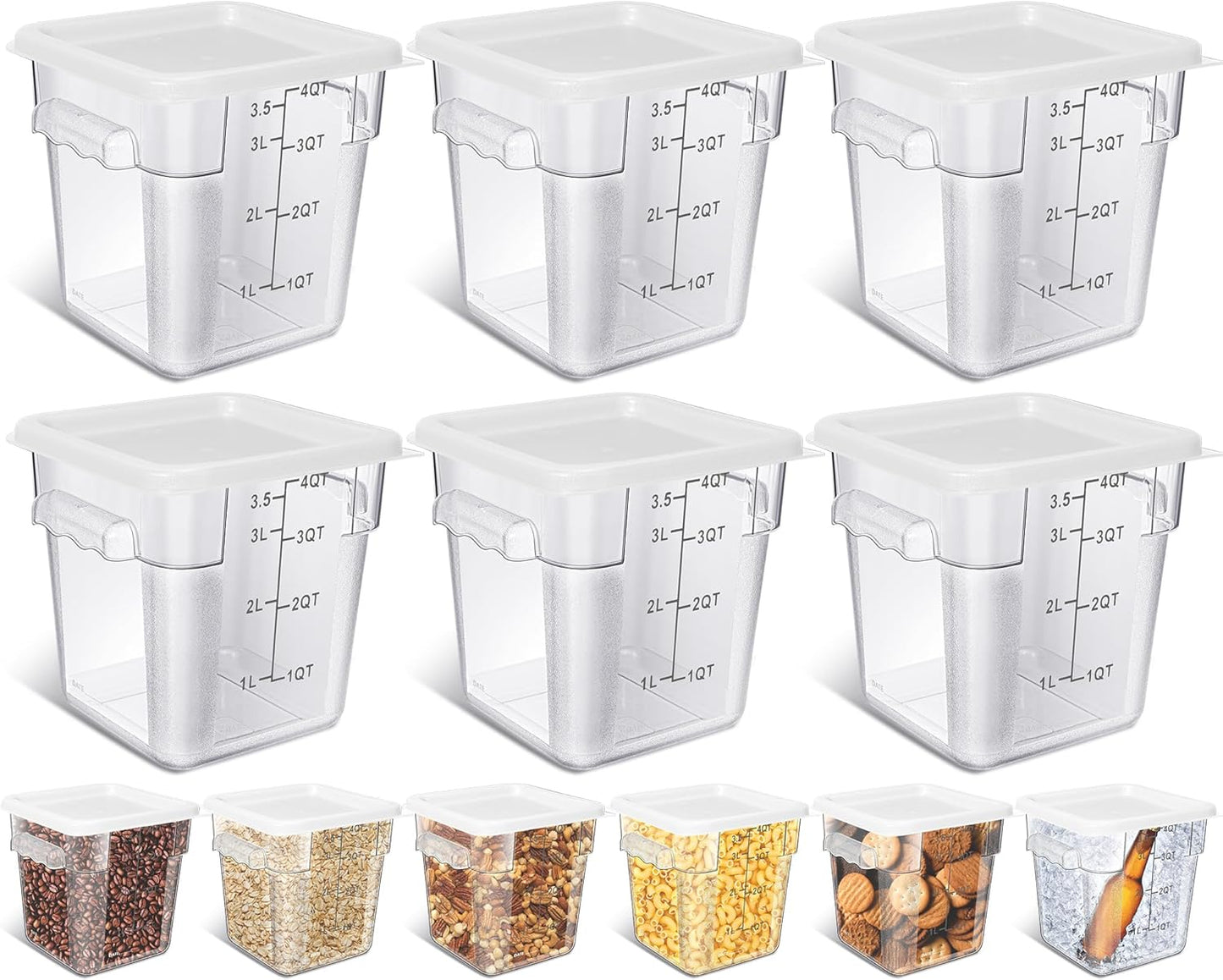 Commercial Clear Food Storage Containers for Kitchen and Pantry