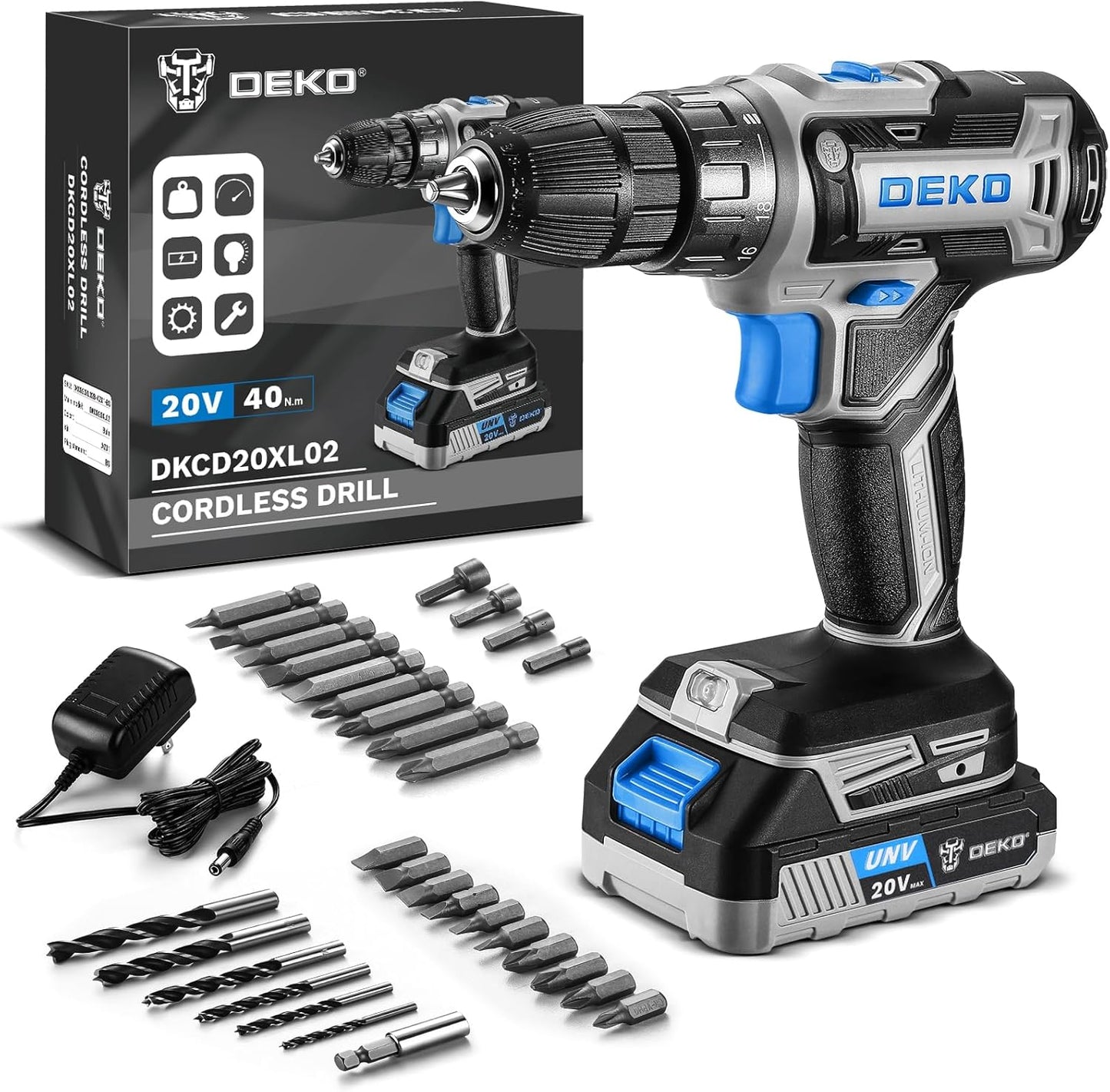 DEKO PRO Cordless Drill Set for Women - 20V Electric Power Tool